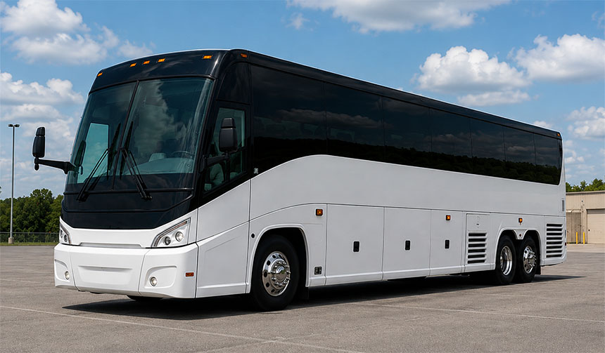 56-passenger charter bus available for charter in Huntsville, TX